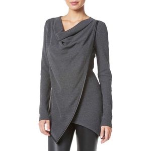Marc New York Asymmetrical Cowlneck Thermal Top w/ Faux Leather Trim Size Medium